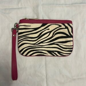 Banana Republic zebra and pink wristlet